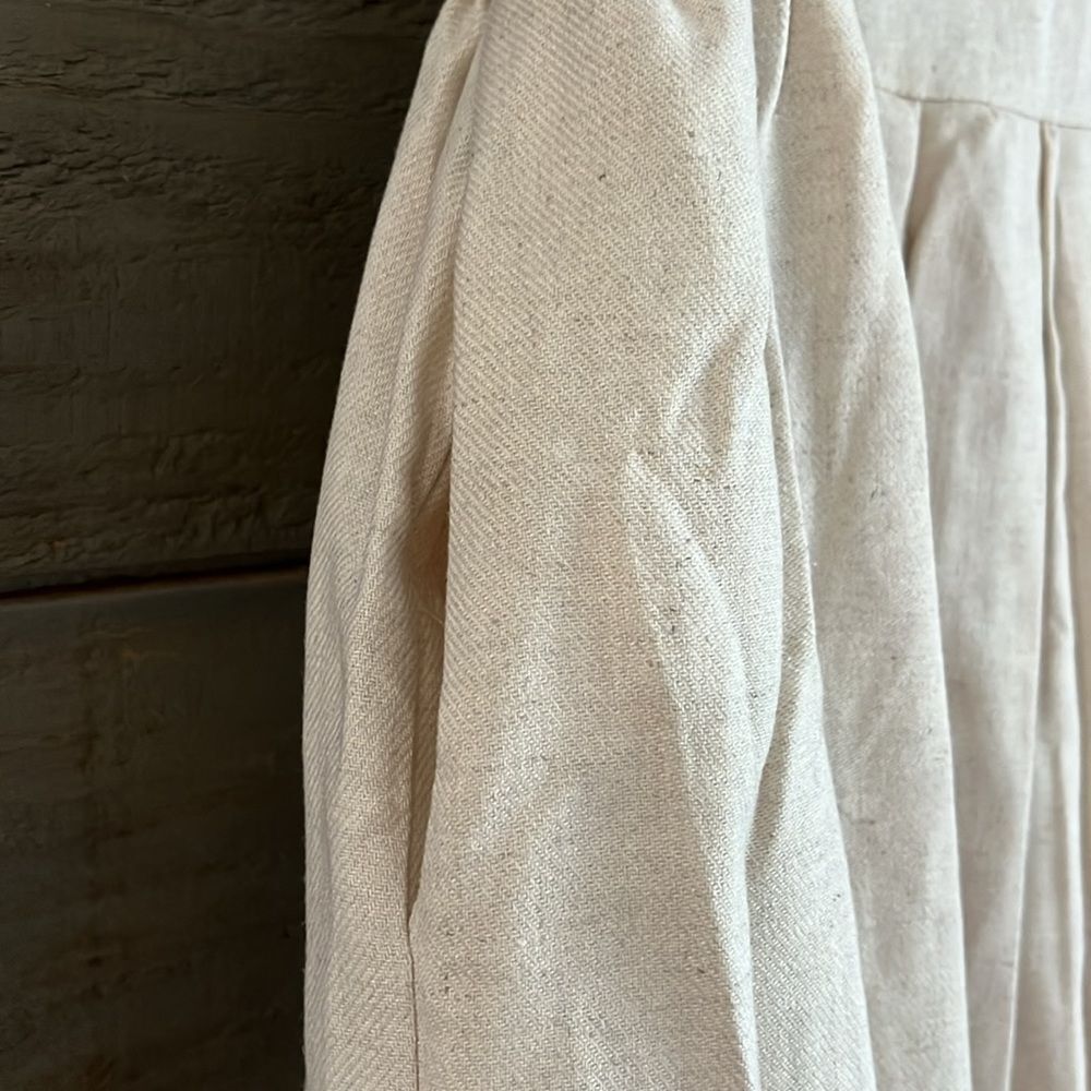 Flax Linen Rayon Blend Sleeveless Pleated Midi Dress L Natural - Picture 4 of 11